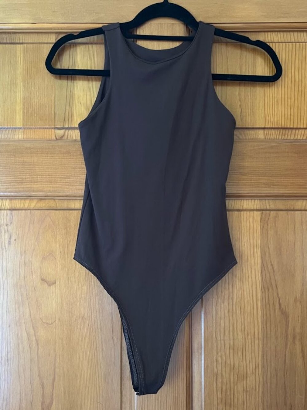 Women's Brown Sleeveless Halter-Neck Bodysuit